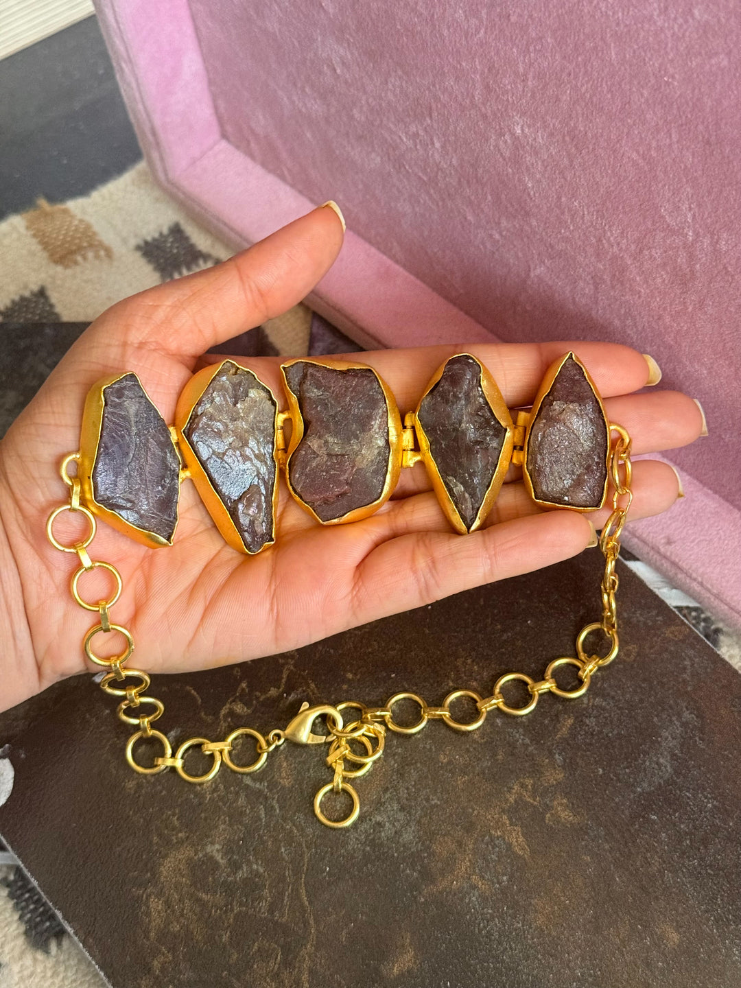 Statement Choker – Gold Brass, Adjustable Necklace