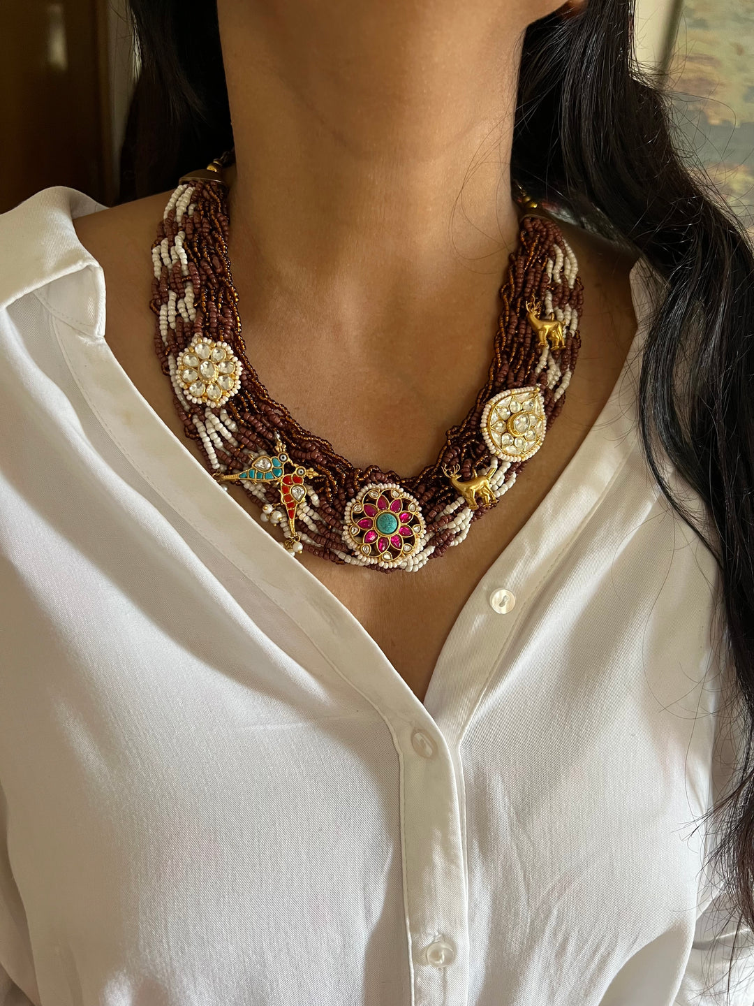 Beaded Elegance: Necklace with All-Over Embellishments
