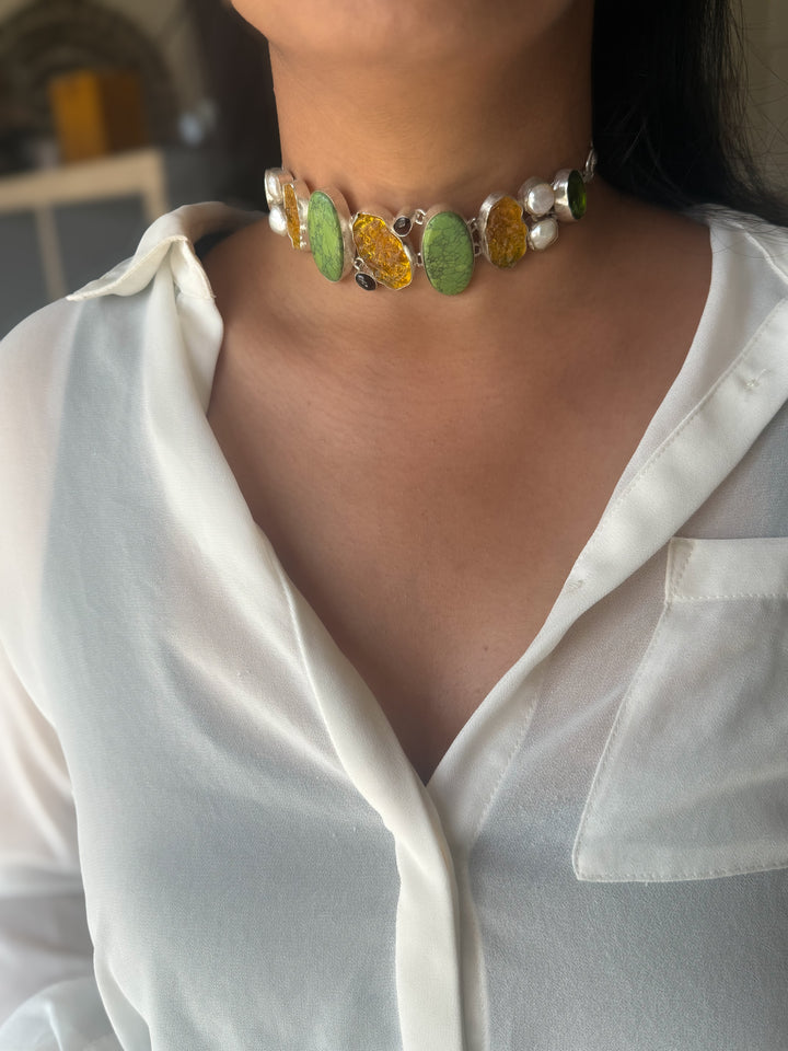 Statement Choker – Silver Brass, Adjustable Necklace