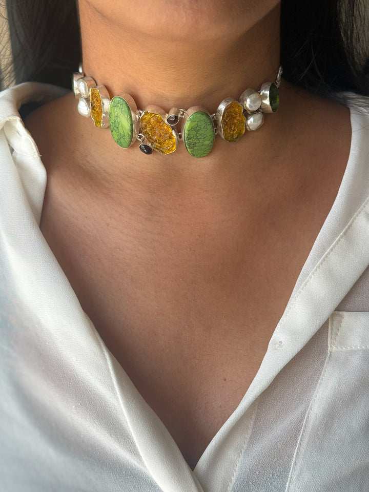 Statement Choker – Silver Brass, Adjustable Necklace