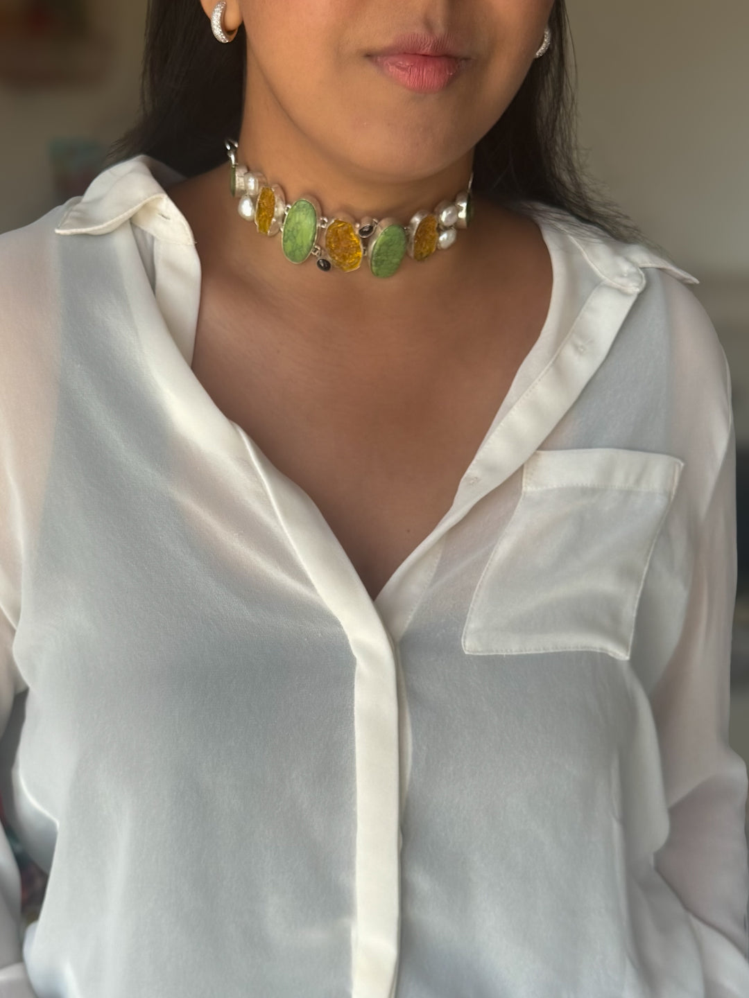 Statement Choker – Silver Brass, Adjustable Necklace