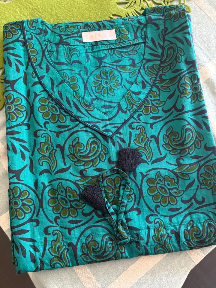 100% Cotton Kaftan: Indian Print Loungewear