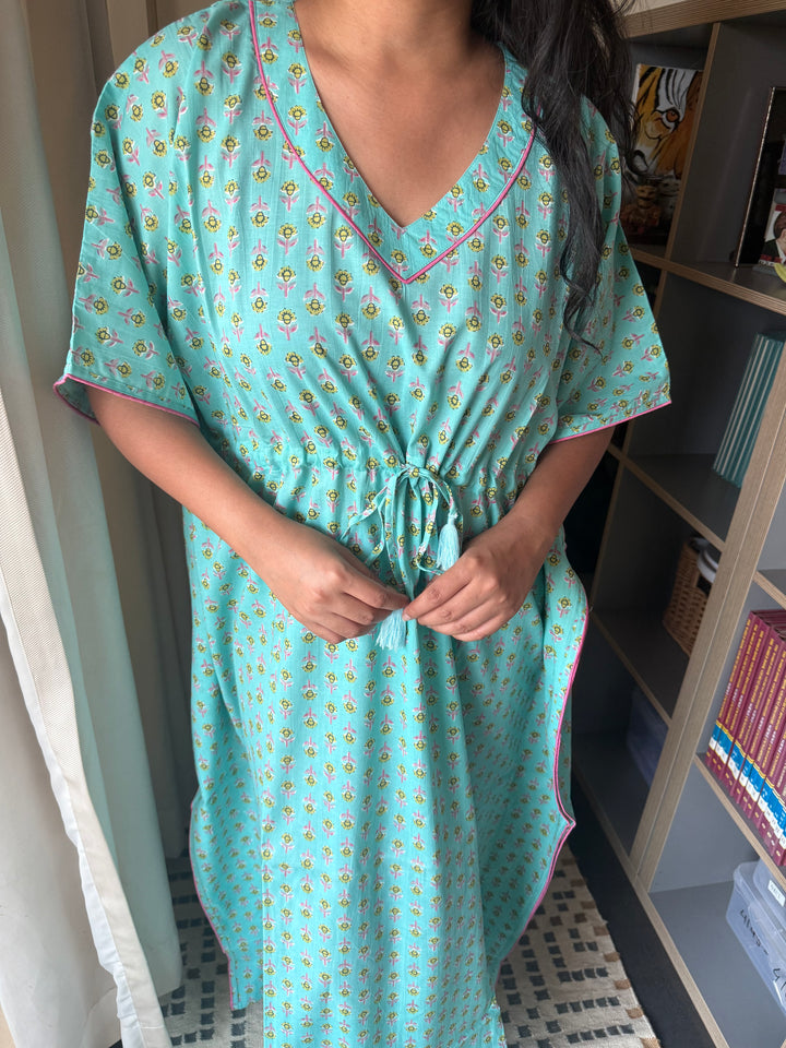 100% Cotton Kaftan: Indian Print Loungewear