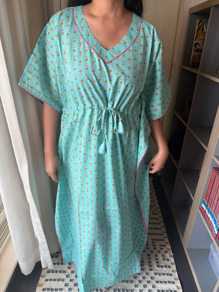 100% Cotton Kaftan: Indian Print Loungewear