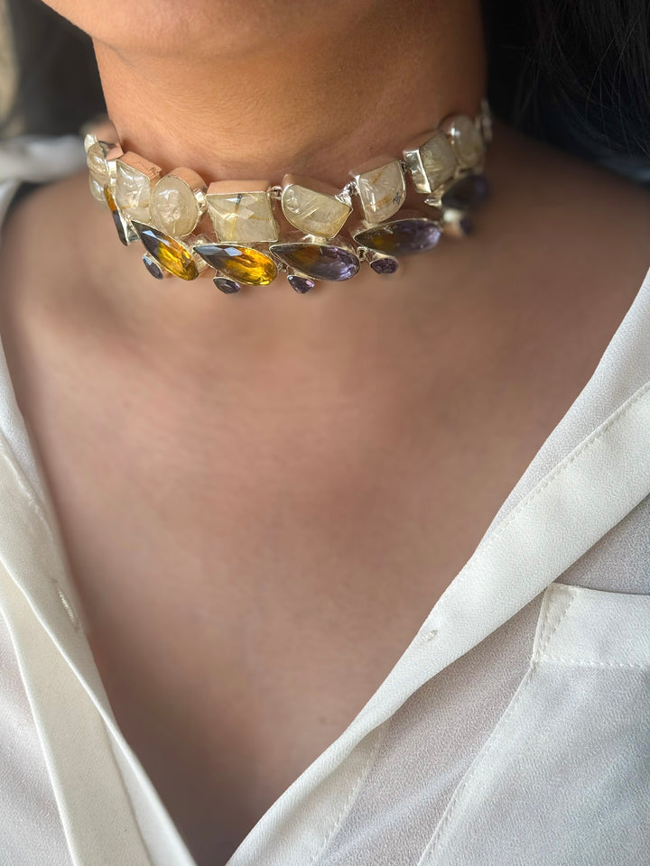 Statement Choker – Silver Brass, Adjustable Necklace