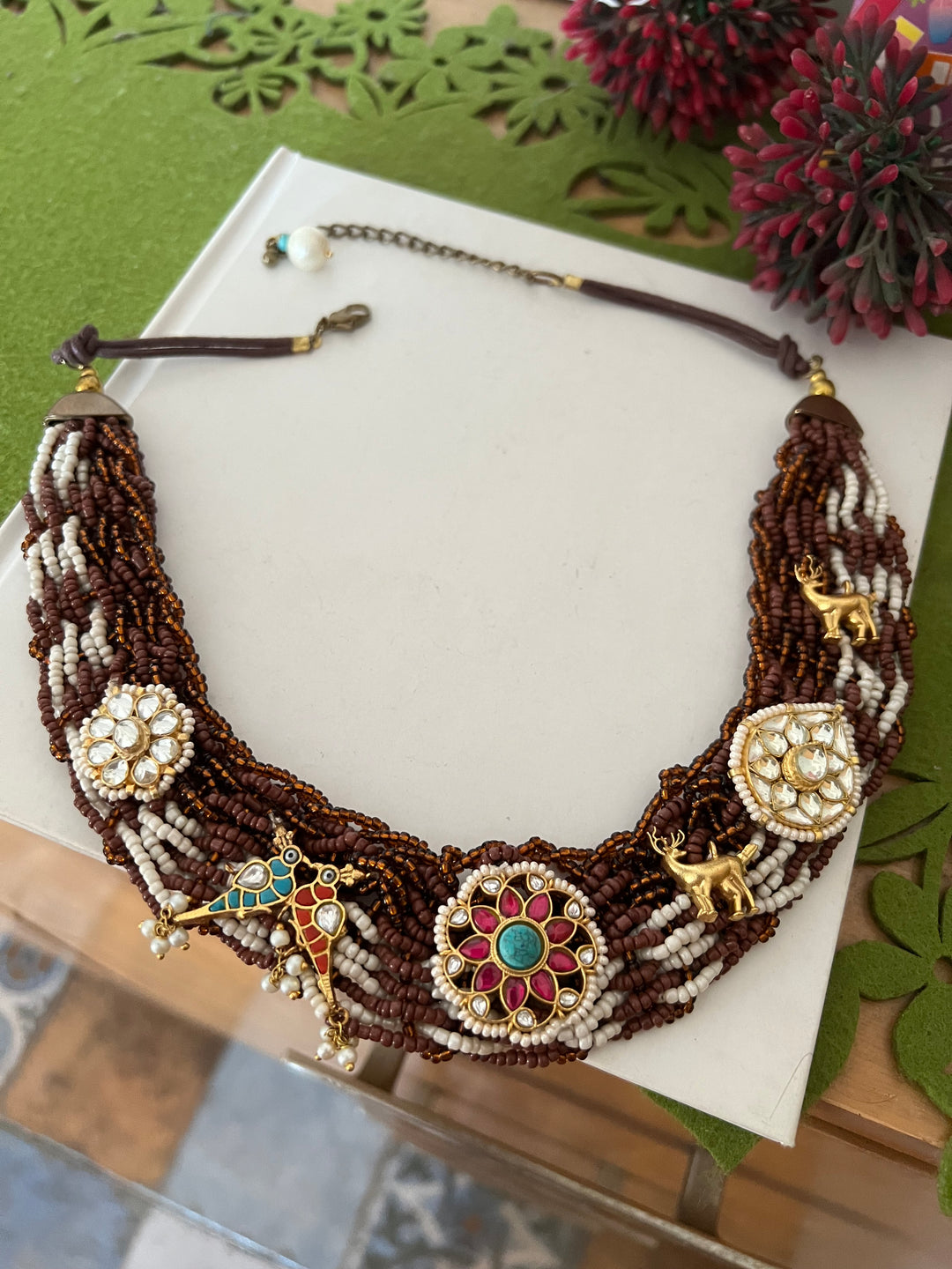 Beaded Elegance: Necklace with All-Over Embellishments