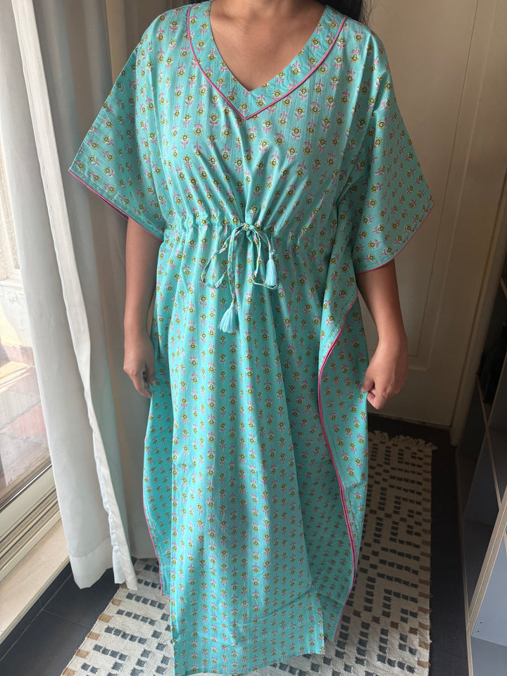 100% Cotton Kaftan: Indian Print Loungewear