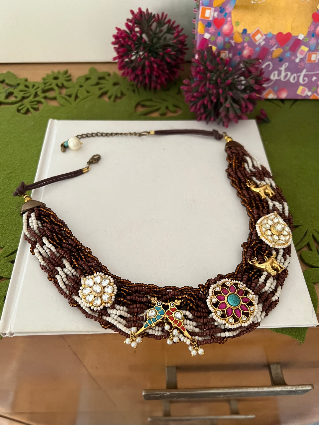 Beaded Elegance: Necklace with All-Over Embellishments