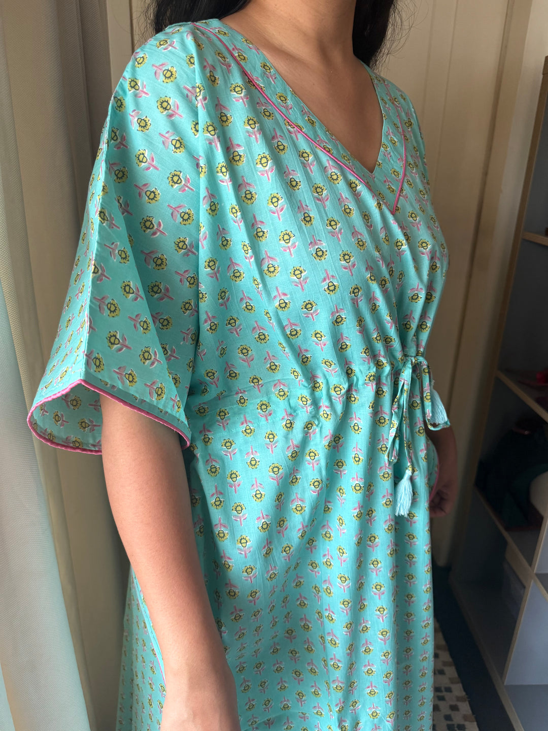 100% Cotton Kaftan: Indian Print Loungewear