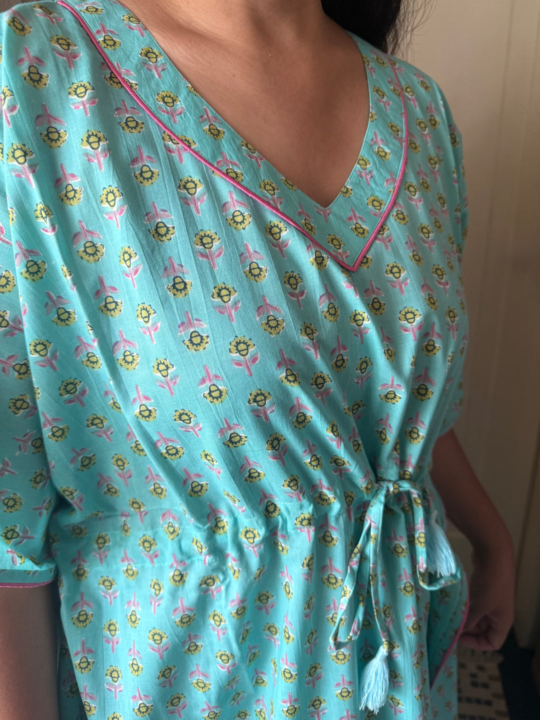 100% Cotton Kaftan: Indian Print Loungewear