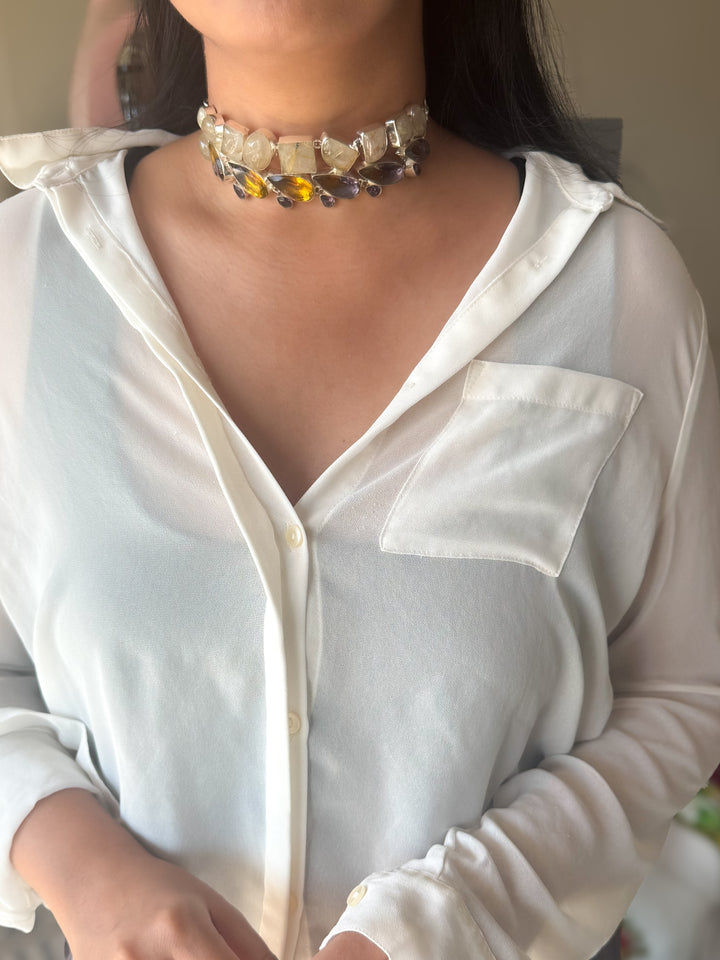 Statement Choker – Silver Brass, Adjustable Necklace