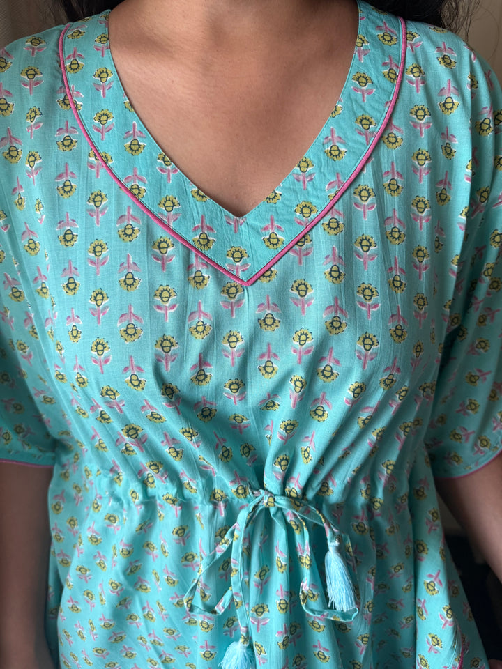 100% Cotton Kaftan: Indian Print Loungewear
