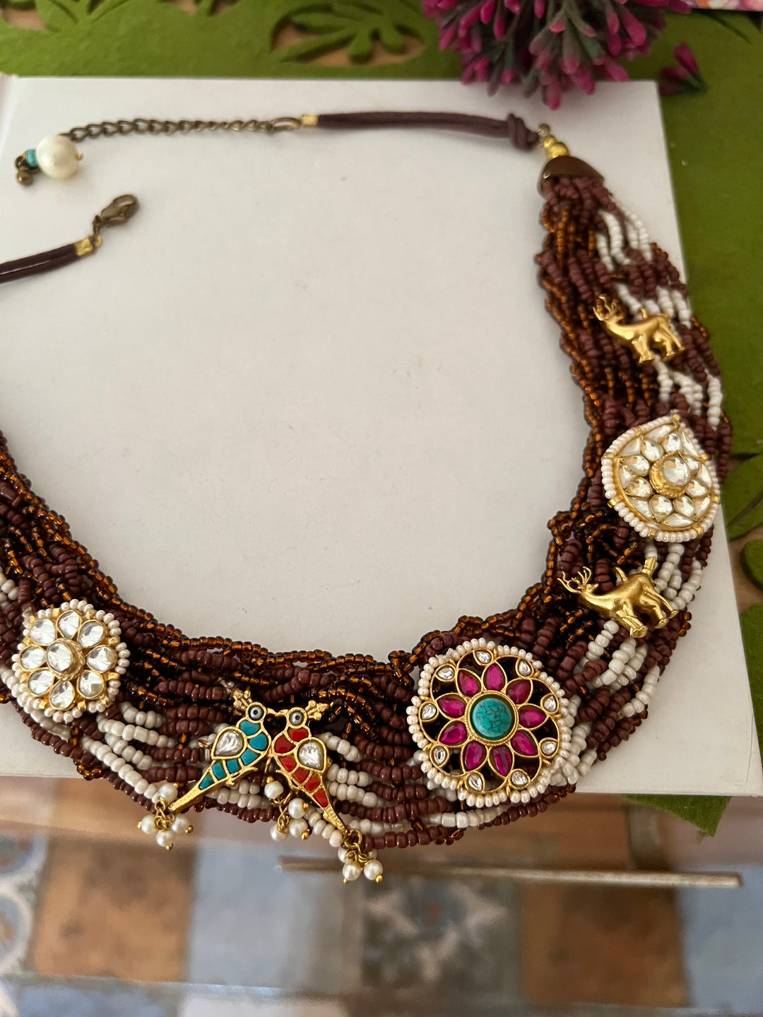 Beaded Elegance: Necklace with All-Over Embellishments