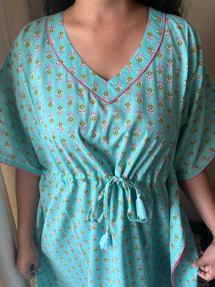100% Cotton Kaftan: Indian Print Loungewear