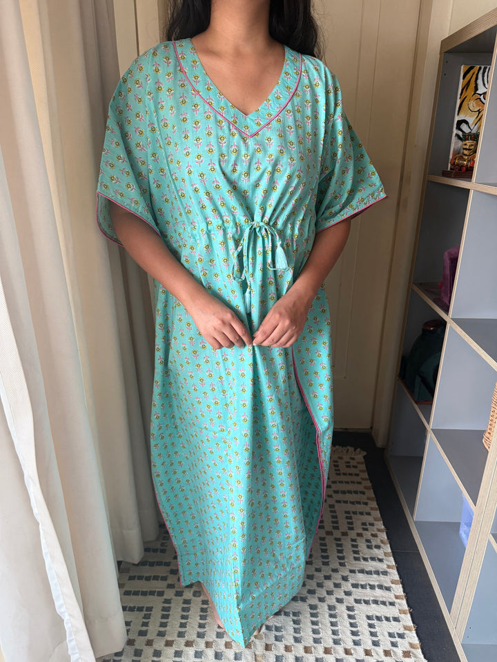 100% Cotton Kaftan: Indian Print Loungewear
