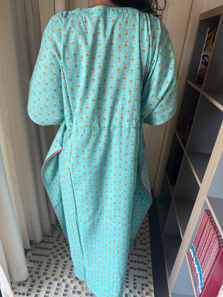 100% Cotton Kaftan: Indian Print Loungewear