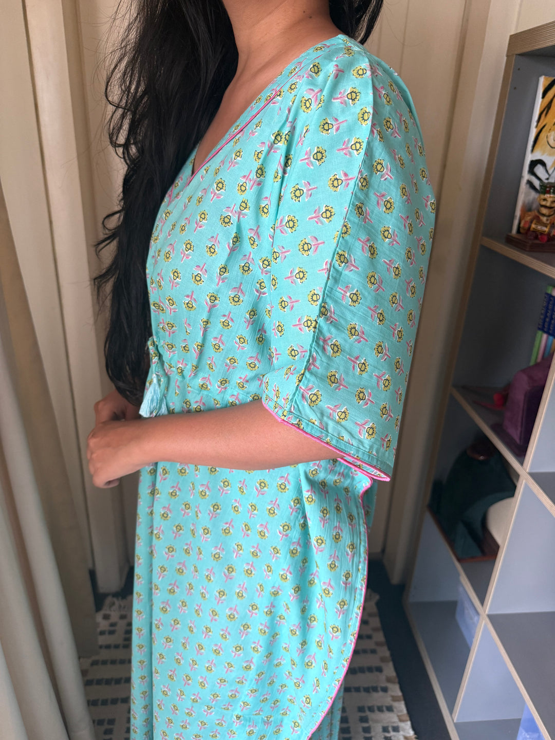 100% Cotton Kaftan: Indian Print Loungewear
