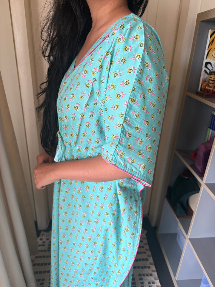 100% Cotton Kaftan: Indian Print Loungewear