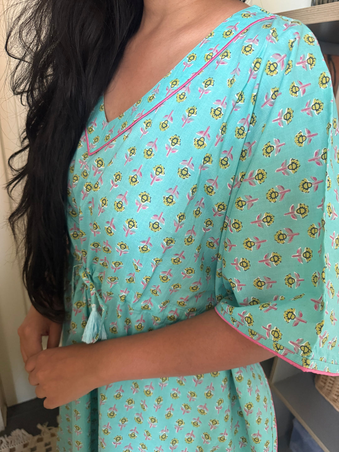 100% Cotton Kaftan: Indian Print Loungewear