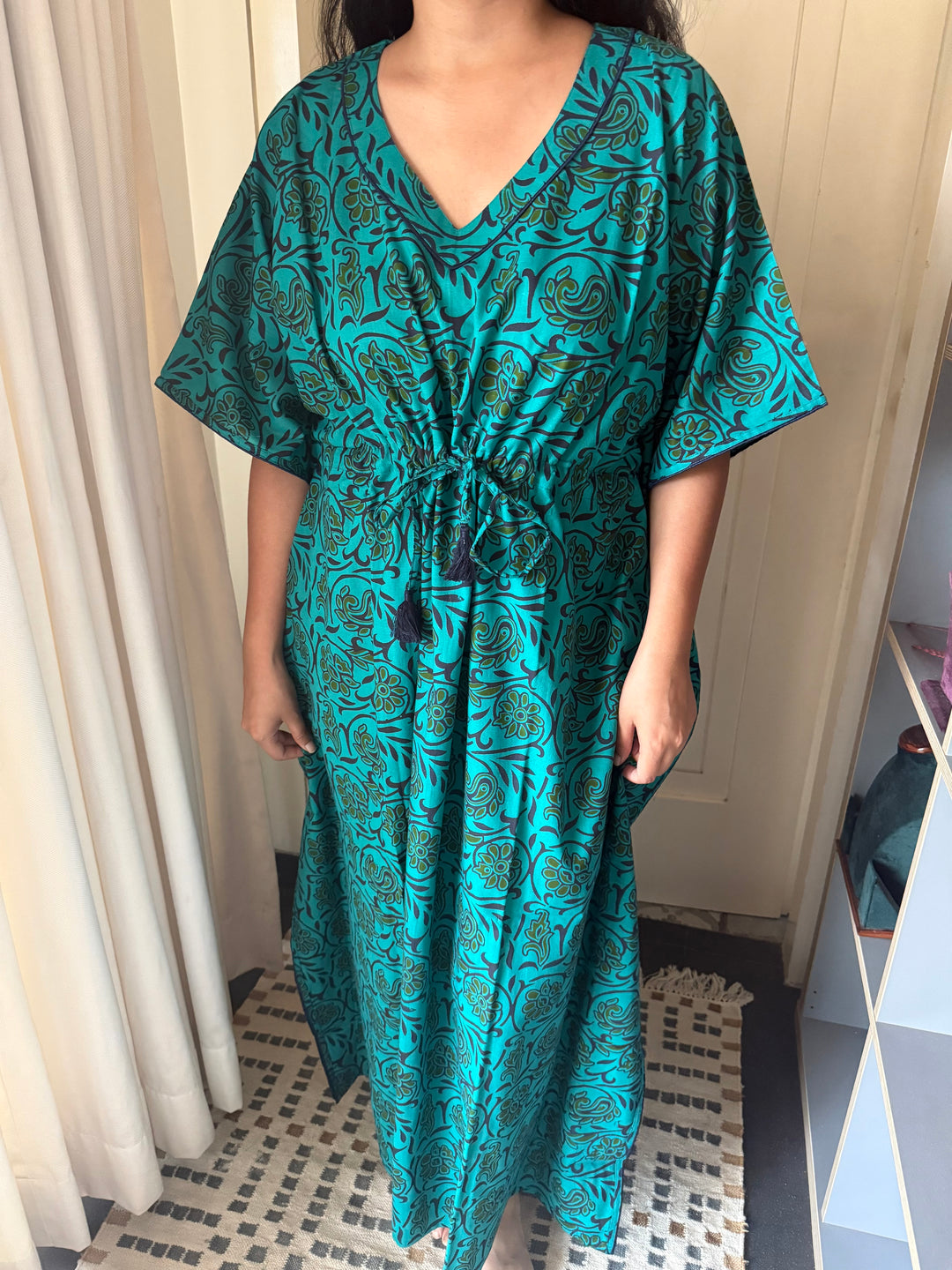 100% Cotton Kaftan: Indian Print Loungewear