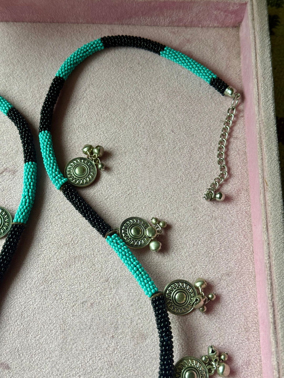 The Zohra Necklace, Black and Turquoise Beaded Tribal Statement Necklace