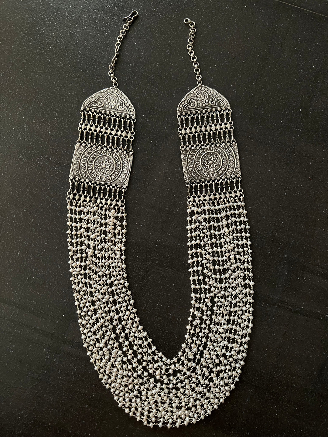 SHIVKA Pure 925 Silver Fresh WaterPearls Necklace