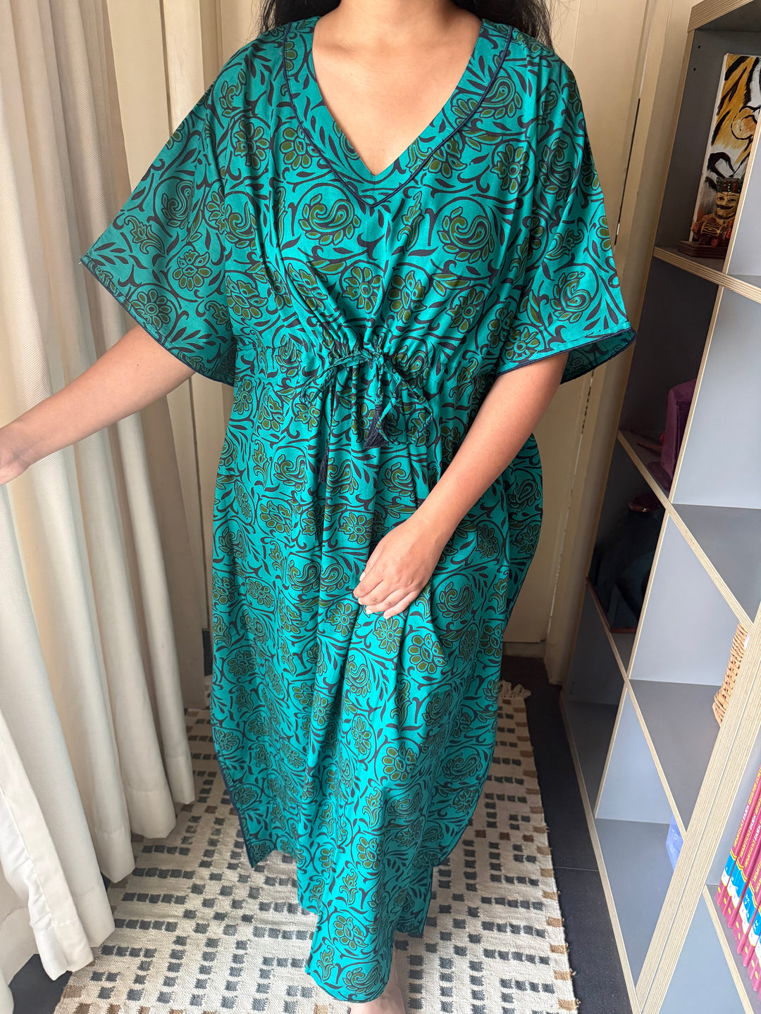 100% Cotton Kaftan: Indian Print Loungewear