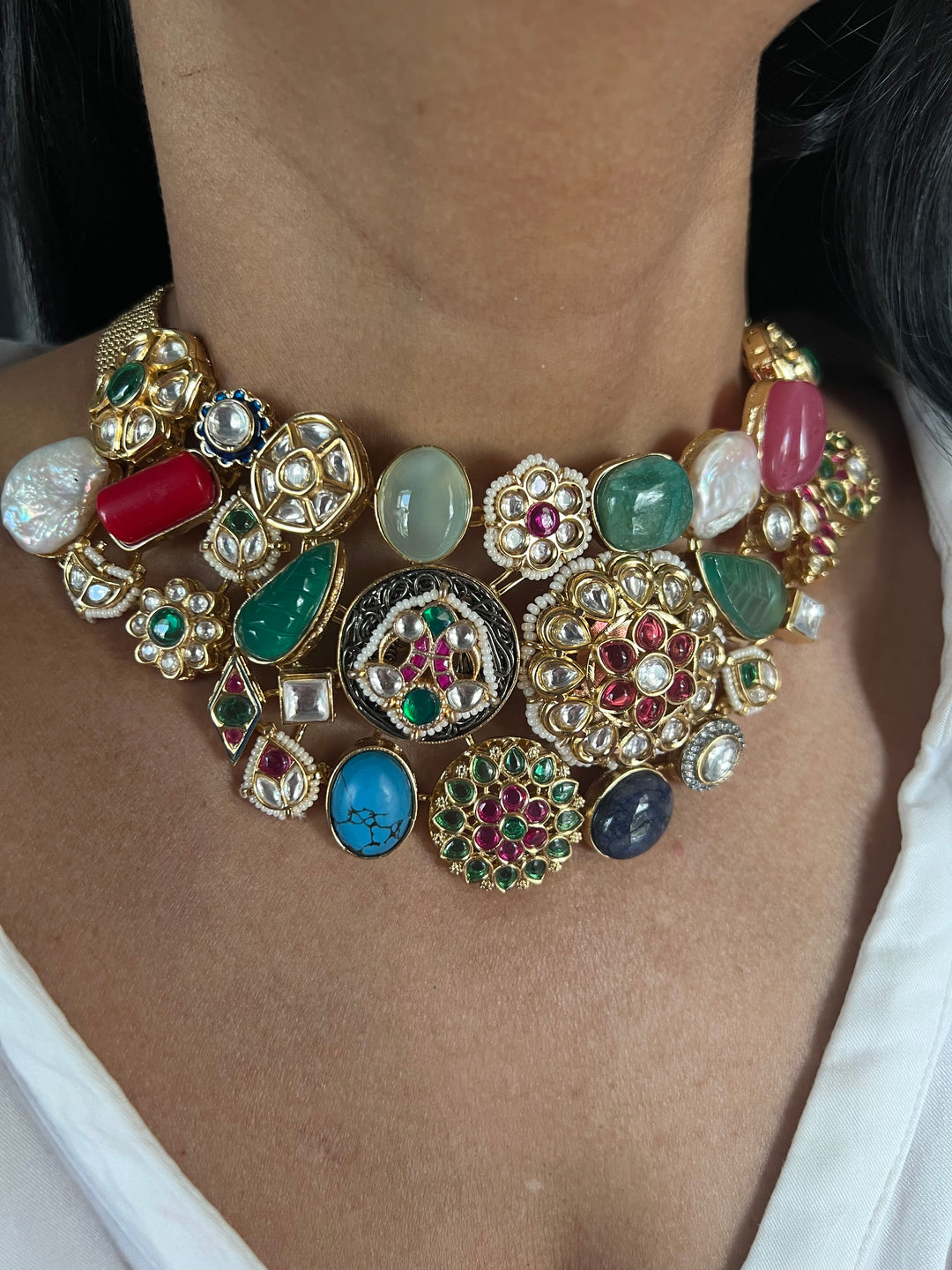 Elegant Designer Choker Necklace Set with Kundan Embellishments – Perfect for Destination Weddings