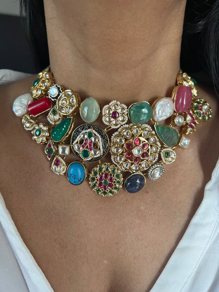 Elegant Designer Choker Necklace Set with Kundan Embellishments – Perfect for Destination Weddings