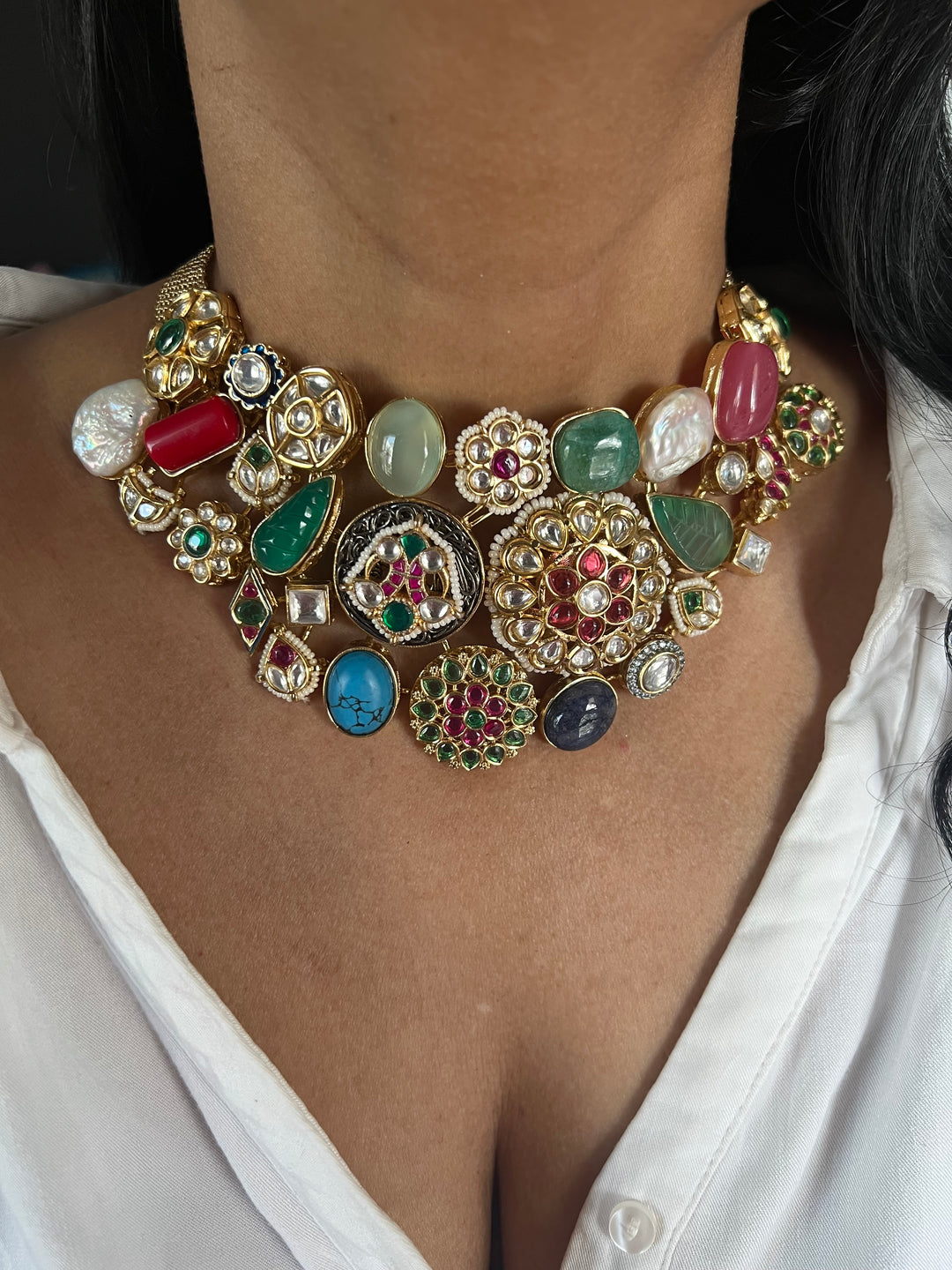 Elegant Designer Choker Necklace Set with Kundan Embellishments – Perfect for Destination Weddings