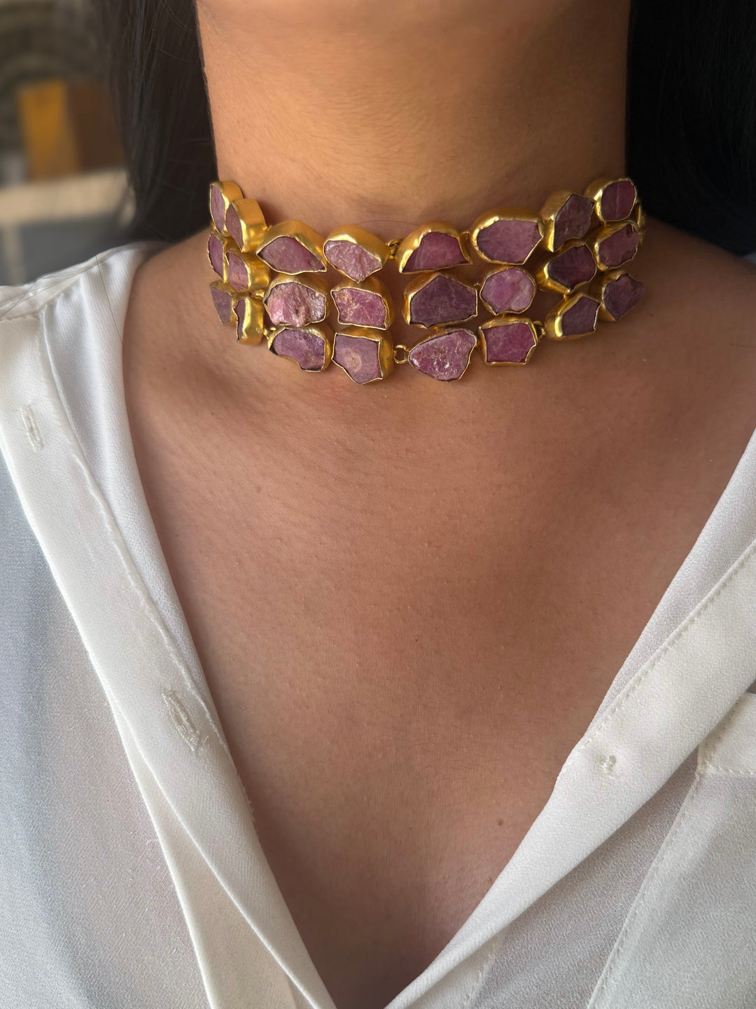 Statement Choker – Gold Brass, Adjustable Necklace