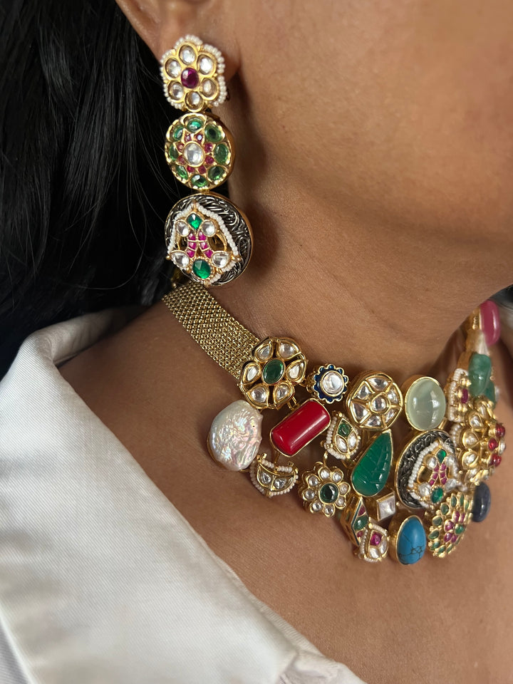 Elegant Designer Choker Necklace Set with Kundan Embellishments – Perfect for Destination Weddings