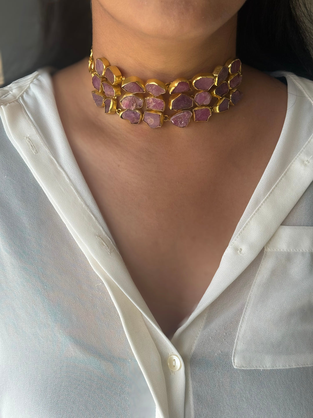 Statement Choker – Gold Brass, Adjustable Necklace