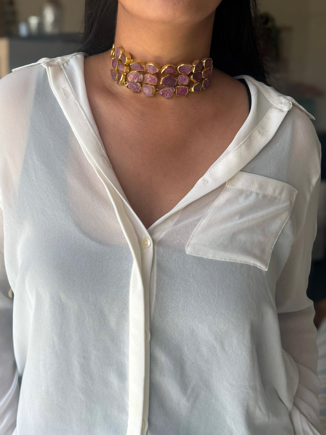Statement Choker – Gold Brass, Adjustable Necklace