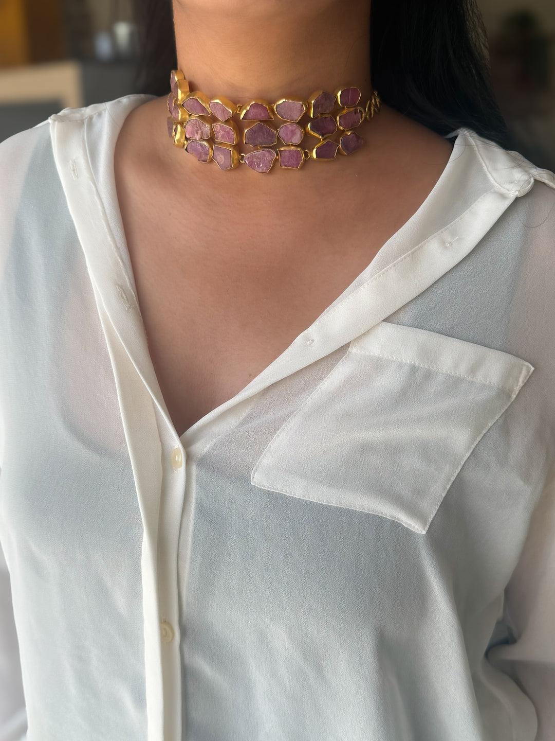 Statement Choker – Gold Brass, Adjustable Necklace