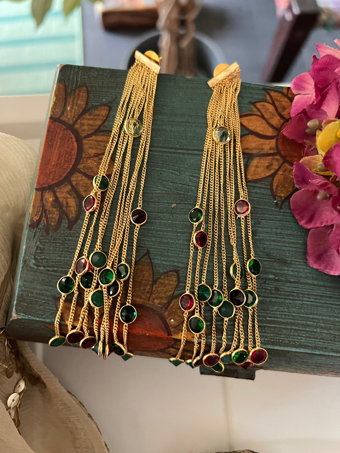 Designer Sapphire Long Earrings