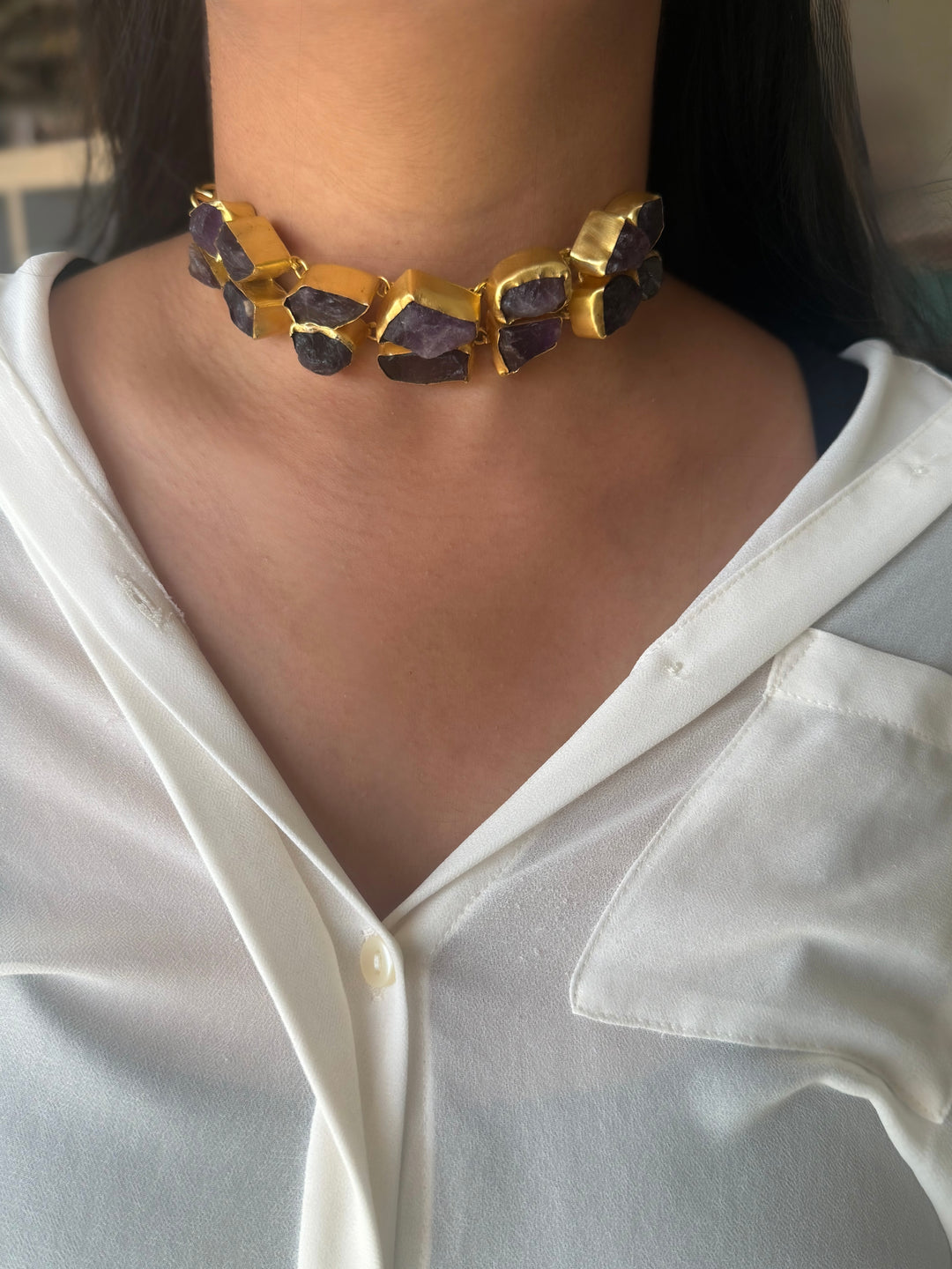 Statement Choker – Gold Brass, Adjustable Necklace
