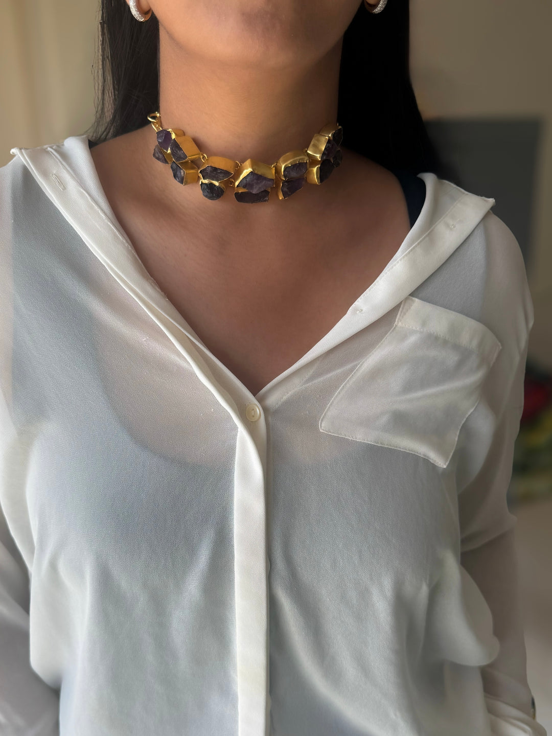 Statement Choker – Gold Brass, Adjustable Necklace