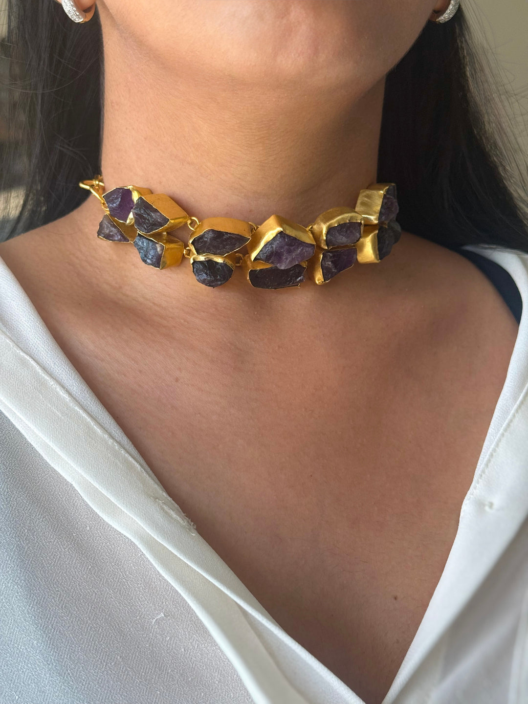 Statement Choker – Gold Brass, Adjustable Necklace