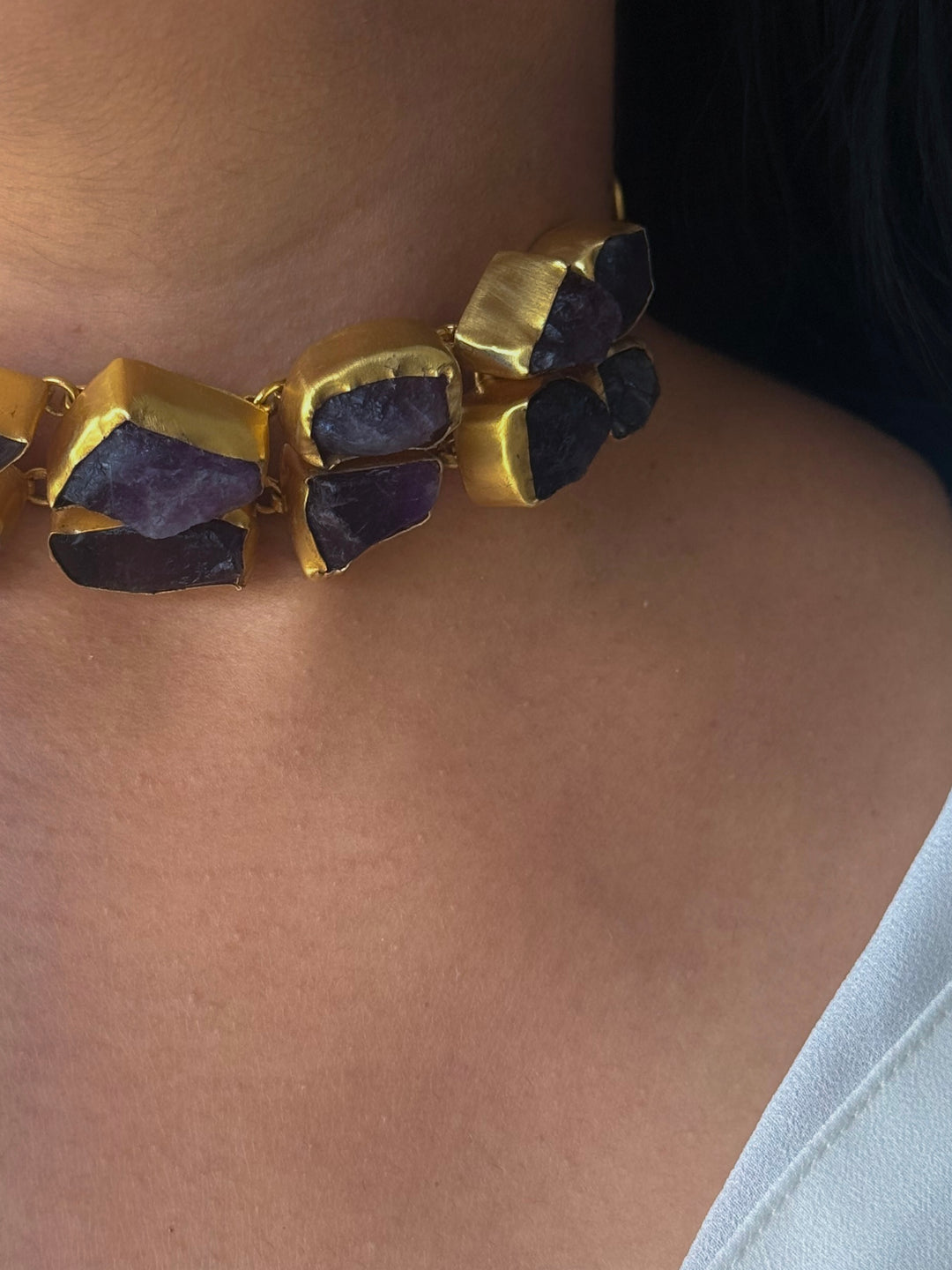 Statement Choker – Gold Brass, Adjustable Necklace