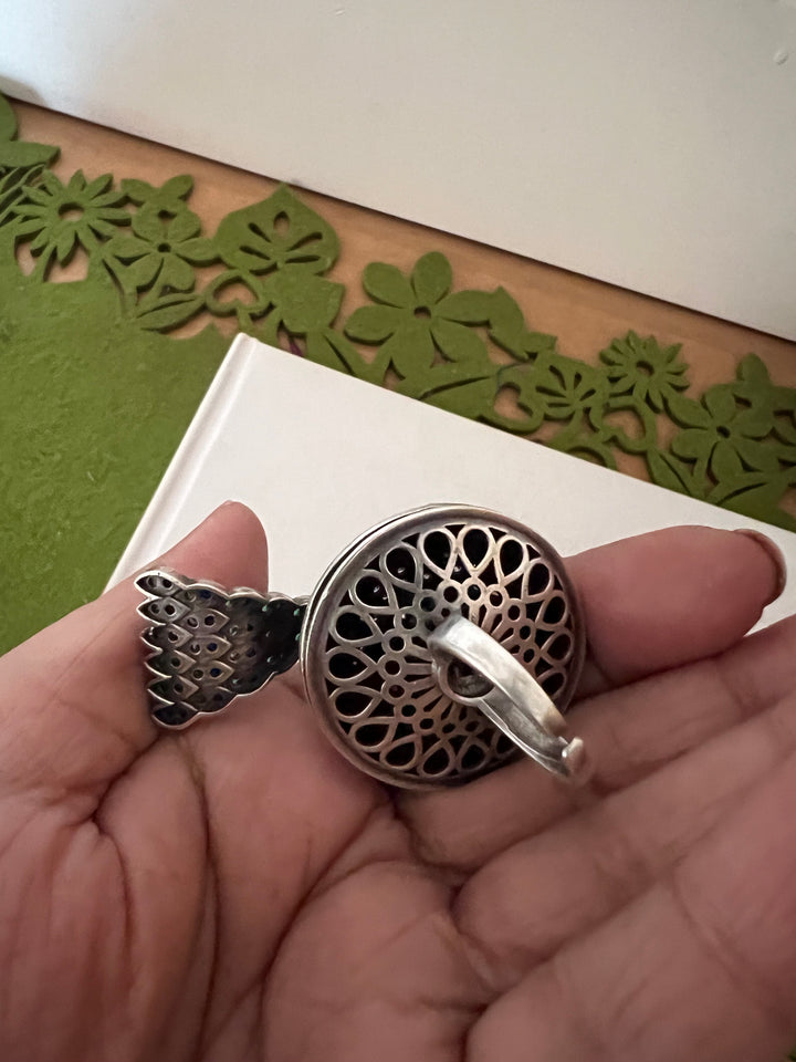 Statement Pure 925 Silver Peacock Ring