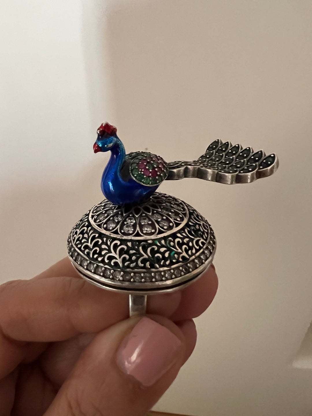 Statement Pure 925 Silver Peacock Ring