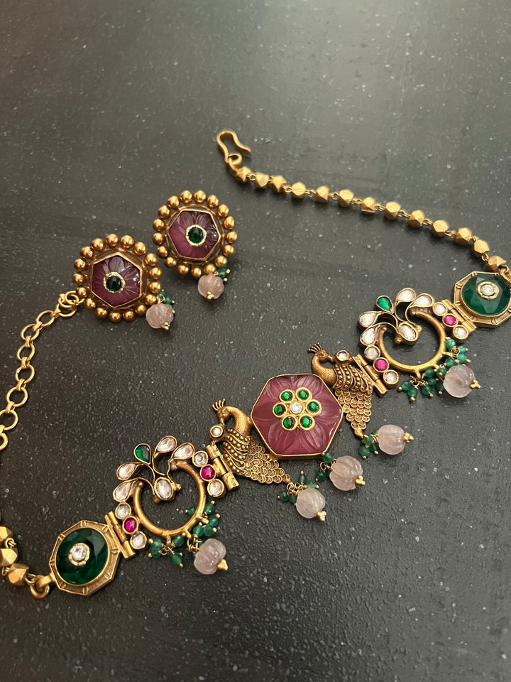 Bagh-e-Pankhuri | 925 Silver Choker Set