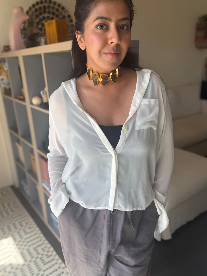 Statement Choker – Gold Brass, Adjustable Necklace