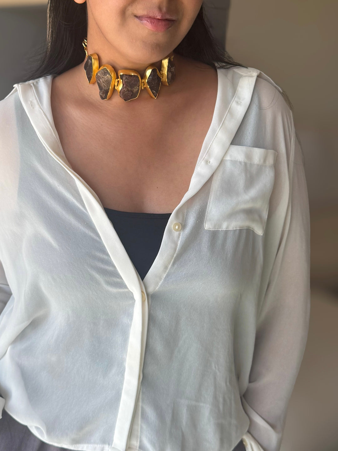 Statement Choker – Gold Brass, Adjustable Necklace