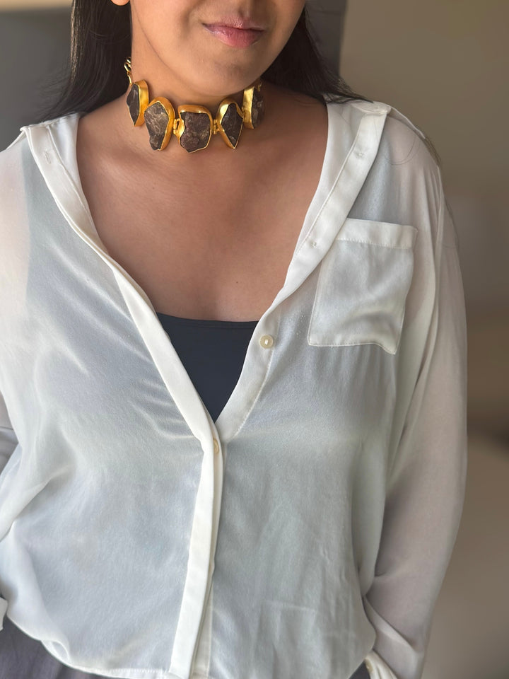 Statement Choker – Gold Brass, Adjustable Necklace