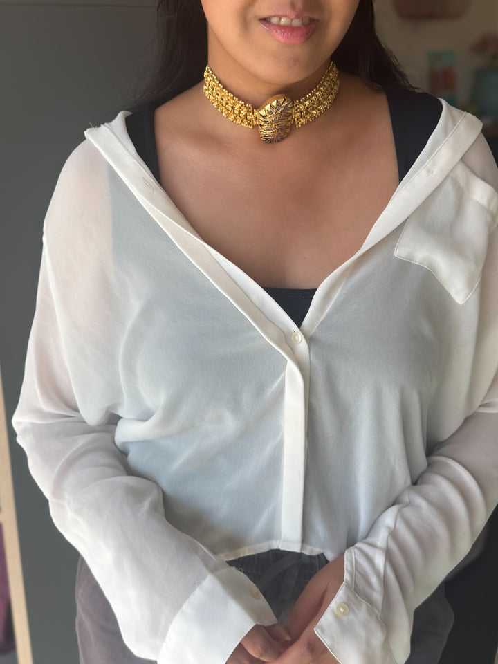 Handmade Bold Natural Stone Statement Choker | Brass Adjustable Lobster Claw Jewelry