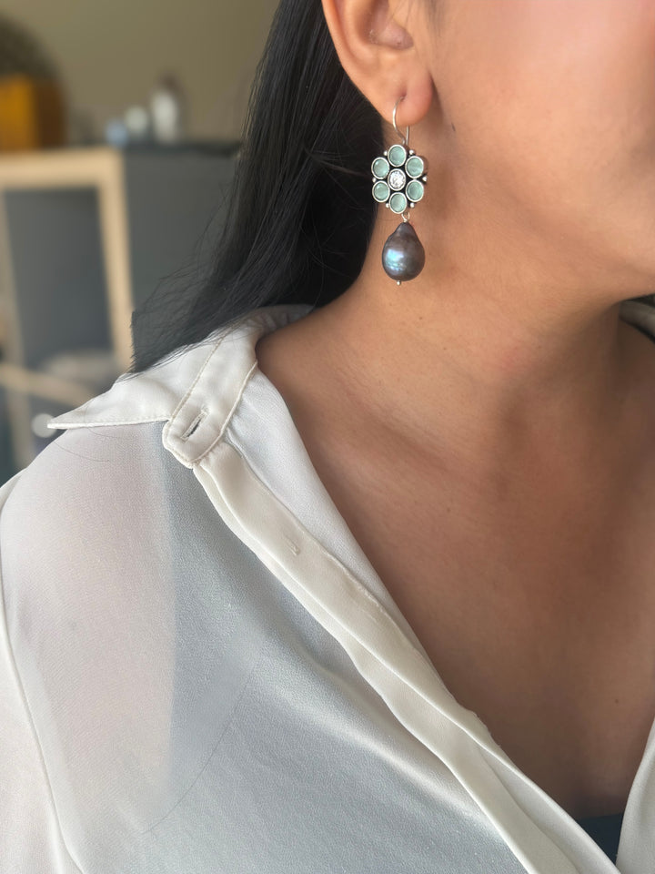 Handmade Baroque Pearl Drop Earrings | SHIVKA | 5.5x2 cm | 20g Pair | Ear Wire | Statement Jewelry
