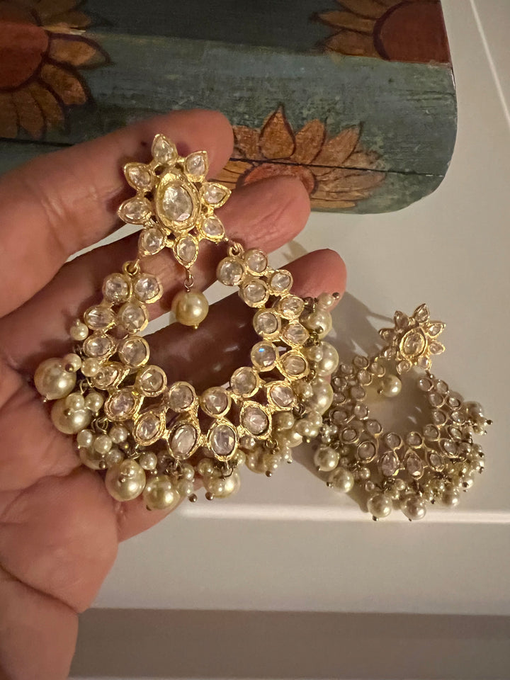 Pure 925 Silver Classic Pearls and Polki Chandbaalis