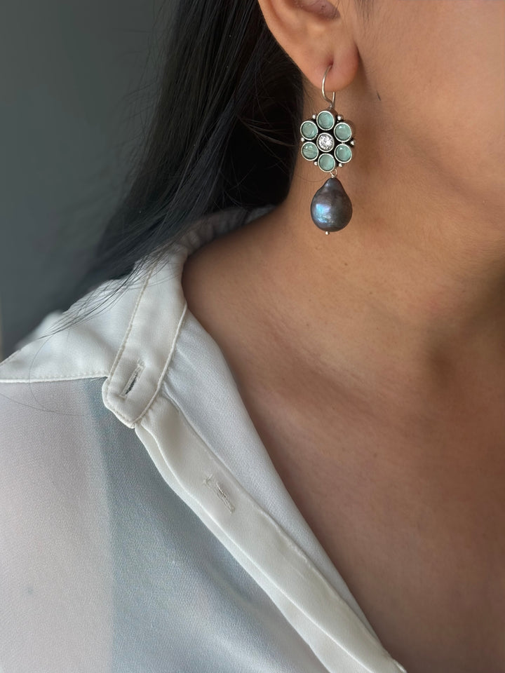Handmade Baroque Pearl Drop Earrings | SHIVKA | 5.5x2 cm | 20g Pair | Ear Wire | Statement Jewelry